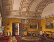 Hau Edward Petrovich Interiors of the Winter Palace. The First Reserved Apartment. The Yellow Salon of Grand Princess Maria Nikolayevna - Hermitage
